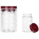 Amazon Brand - Solimo Plastic Pet Storage Jar and Container, Set of 18 (6 pcs x 300 ml, 6 pcs x 600 ml, 6 pcs x 1.2 ltrs Each), Red Wine | Air Tight | Kitchen Organiser | BPA Free | Stackable