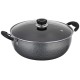 Amazon Brand - Solimo-Non Stick Kadhai With Glass Lid(26 Cm,Hammertone Finish,3 Coat,2.9 Mm Thickness)|Black,4 litres