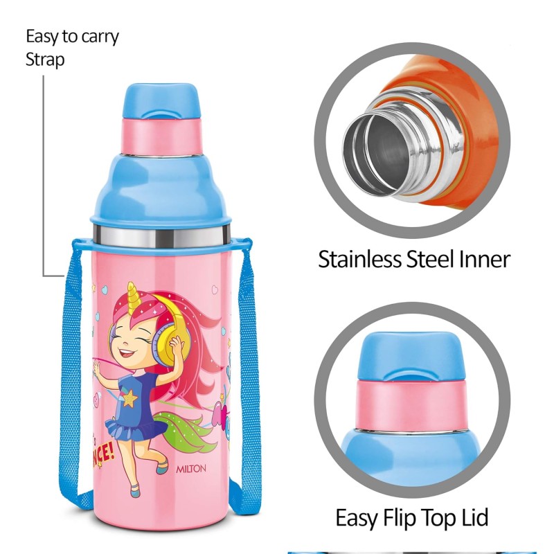 Milton Kool Stunner 400 Kids Plastic Insulated Water Bottle with Straw, 404 ml, Sipper Bottle, Leak Proof, BPA Free, Food Grade, School & Picnic Bottle, Pink Milton Kool Stunner 400 Kids Plastic Insulated Water Bottle with Straw, 404 ml, Sipper Bottle, Leak Proof, BPA Free, Food Grade, School & Picnic Bottle, Pink