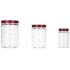 Amazon Brand - Solimo Plastic Pet Storage Jar and Container, Set of 12 (4 pcs x 300 ml, 4 pcs x 600 ml, 4 pcs x 1.2 ltrs Each) Red Wine | Air Tight | Kitchen Organiser | BPA Free | Stackable