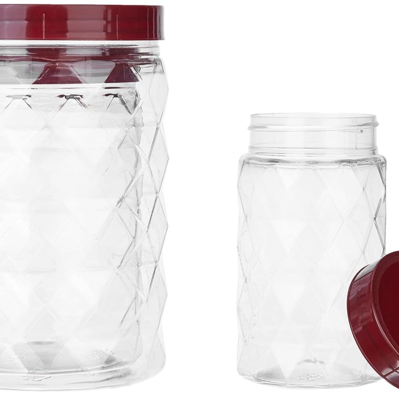 Solimo Plastic Pet Storage Jar and Container, Set of 12 (4 pcs x 300 ml, 4 pcs x 600 ml, 4 pcs x 1.2 ltrs Each) Red Wine | Air Tight | Kitchen Organiser | BPA Free | Stackable Solimo Plastic Pet Storage Jar and Container, Set of 12 (4 pcs x 300 ml, 4 pcs x 600 ml, 4 pcs x 1.2 ltrs Each) Red Wine | Air Tight | Kitchen Organiser | BPA Free | Stackable