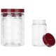 Amazon Brand - Solimo Plastic Pet Storage Jar and Container, Set of 12 (4 pcs x 300 ml, 4 pcs x 600 ml, 4 pcs x 1.2 ltrs Each) Red Wine | Air Tight | Kitchen Organiser | BPA Free | Stackable