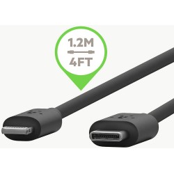 Belkin USB-C to Lightning Cable (Fast Charging iPhone USB-C Cable for iPhone 12 Mini, iPhone 12, 12 Pro, 12 Pro Max, MacBook, iPad and More, Apple MFi-Certified) 4 Feet (1.2 Meters) - Black