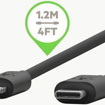 Belkin USB-C to Lightning Cable (Fast Charging iPhone USB-C Cable for iPhone 12 Mini, iPhone 12, 12 Pro, 12 Pro Max, MacBook, iPad and More, Apple MFi-Certified) 4 Feet (1.2 Meters) - Black Belkin USB-C to Lightning Cable (Fast Charging iPhone USB-C Cable for iPhone 12 Mini, iPhone 12, 12 Pro, 12 Pro Max, MacBook, iPad and More, Apple MFi-Certified) 4 Feet (1.2 Meters) - Black
