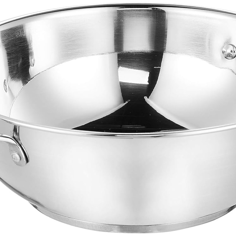 Solimo Stainless Steel Kadai | Gas and Induction Compatible | Heavy Bottom - Better Heat Retention| 25 cm Dia | 3 L Capacity | Silver Solimo Stainless Steel Kadai | Gas and Induction Compatible | Heavy Bottom - Better Heat Retention| 25 cm Dia | 3 L Capacity | Silver