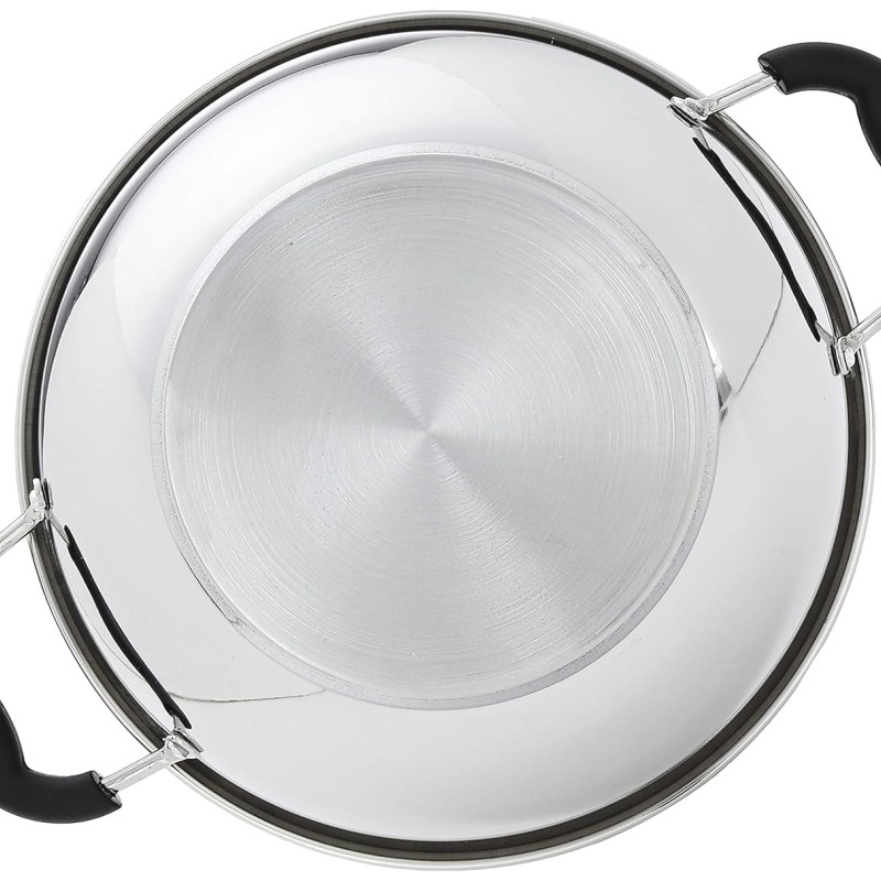 Solimo Stainless Steel Kadai | Gas and Induction Compatible | Heavy Bottom - Better Heat Retention| 25 cm Dia | 3 L Capacity | Silver Solimo Stainless Steel Kadai | Gas and Induction Compatible | Heavy Bottom - Better Heat Retention| 25 cm Dia | 3 L Capacity | Silver