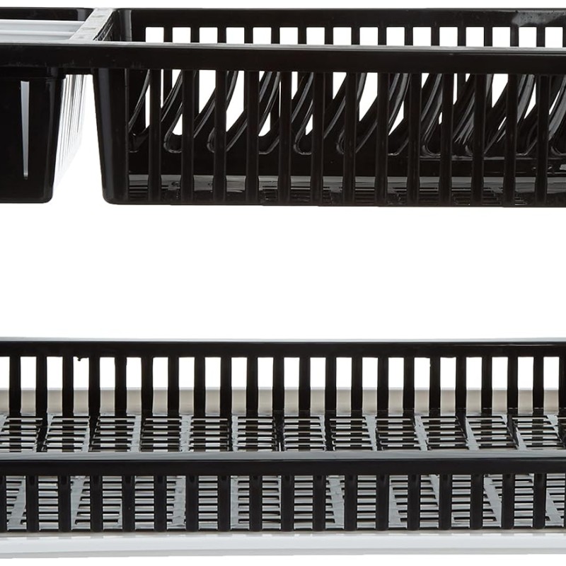 Solimo Plastic Dish Drainer, (Black , 51 cm * 33 cm * 27.2 cm)