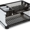 Solimo Plastic Dish Drainer, (Black , 51 cm * 33 cm * 27.2 cm)