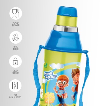 MILTON Kool Steelight 400 Kids Plastic Insulated Water Bottle with Straw, 404 ml, Sipper Bottle, Leak Proof, BPA Free, Food Grade, School & Picnic Bottle, Green MILTON Kool Steelight 400 Kids Plastic Insulated Water Bottle with Straw, 404 ml, Sipper Bottle, Leak Proof, BPA Free, Food Grade, School & Picnic Bottle, Green