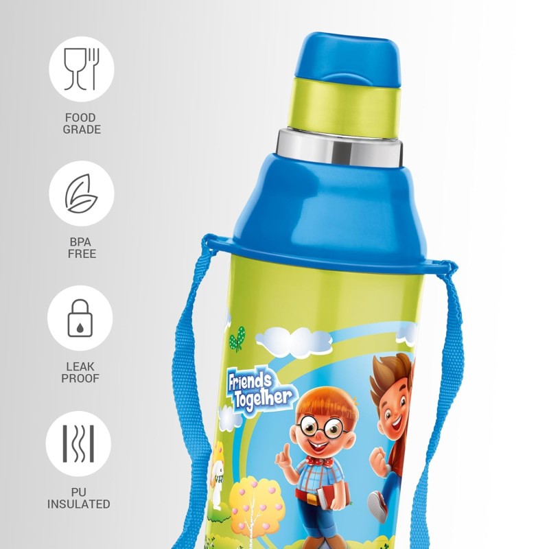 MILTON Kool Steelight 400 Kids Plastic Insulated Water Bottle with Straw, 404 ml, Sipper Bottle, Leak Proof, BPA Free, Food Grade, School & Picnic Bottle, Green MILTON Kool Steelight 400 Kids Plastic Insulated Water Bottle with Straw, 404 ml, Sipper Bottle, Leak Proof, BPA Free, Food Grade, School & Picnic Bottle, Green