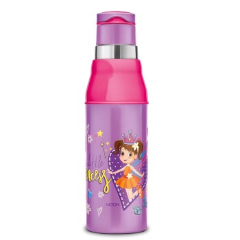 MILTON Kool Steelight 600 Kids Plastic Insulated Water Bottle with Straw, 520 ml, Sipper Bottle, Leak Proof, BPA Free, Food Grade, School & Picnic Bottle, Purple