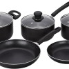 Amazon Brand - Solimo Non-stick Cookware Set, 5 Piece, Black (Non Induction) Amazon Brand - Solimo Non-stick Cookware Set, 5 Piece, Black (Non Induction)