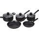 Amazon Brand - Solimo Non-stick Cookware Set, 5 Piece, Black (Non Induction)