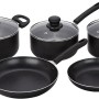 Amazon Brand - Solimo Non-stick Cookware Set, 5 Piece, Black (Non Induction)