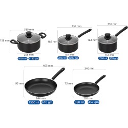 Amazon Brand - Solimo Non-stick Cookware Set, 5 Piece, Black (Non Induction)