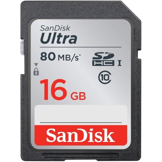 SanDisk Ultra 16GB (10 Pack) Class 10 80MBps SD Memory Card SDHC UHS-I SDSDUNC-016G-GN6IN