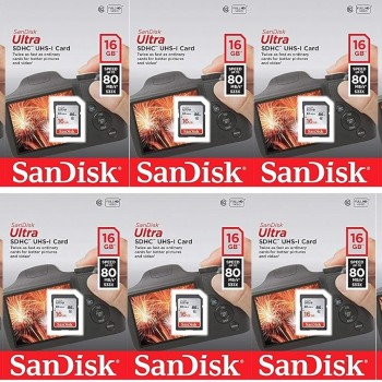 SanDisk Ultra 16GB (10 Pack) Class 10 80MBps SD Memory Card SDHC UHS-I SDSDUNC-016G-GN6IN