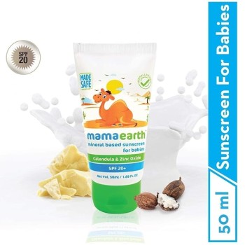 Mamaearth Mineral Based Sunscreen - 50Ml | Infused With Calendula & Zinc Oxide | Protects Against Uv Rays With Spf 20, Deeply Nourishes & Soothes Skin, Sensitive Mamaearth Mineral Based Sunscreen - 50Ml | Infused With Calendula & Zinc Oxide | Protects Against Uv Rays With Spf 20, Deeply Nourishes & Soothes Skin, Sensitive