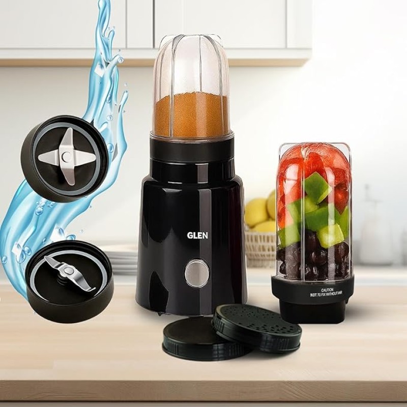 Glen Active Electric Blender Mixer Grinder for kitchen, 350W, 2 Unbreakable Jars (300ml & 500ml), 2 Stainless Steel Blades, 20000 RPM, for Smoothie Shake Juice - Black (SA4048N) Glen Active Electric Blender Mixer Grinder for kitchen, 350W, 2 Unbreakable Jars (300ml & 500ml), 2 Stainless Steel Blades, 20000 RPM, for Smoothie Shake Juice - Black (SA4048N)