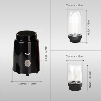 Glen Active Electric Blender Mixer Grinder for kitchen, 350W, 2 Unbreakable Jars (300ml & 500ml), 2 Stainless Steel Blades, 20000 RPM, for Smoothie Shake Juice - Black (SA4048N) Glen Active Electric Blender Mixer Grinder for kitchen, 350W, 2 Unbreakable Jars (300ml & 500ml), 2 Stainless Steel Blades, 20000 RPM, for Smoothie Shake Juice - Black (SA4048N)