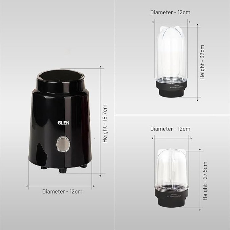 Glen Active Electric Blender Mixer Grinder for kitchen, 350W, 2 Unbreakable Jars (300ml & 500ml), 2 Stainless Steel Blades, 20000 RPM, for Smoothie Shake Juice - Black (SA4048N) Glen Active Electric Blender Mixer Grinder for kitchen, 350W, 2 Unbreakable Jars (300ml & 500ml), 2 Stainless Steel Blades, 20000 RPM, for Smoothie Shake Juice - Black (SA4048N)