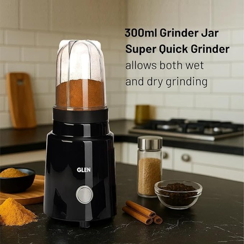 Glen Active Electric Blender Mixer Grinder for kitchen, 350W, 2 Unbreakable Jars (300ml & 500ml), 2 Stainless Steel Blades, 20000 RPM, for Smoothie Shake Juice - Black (SA4048N) Glen Active Electric Blender Mixer Grinder for kitchen, 350W, 2 Unbreakable Jars (300ml & 500ml), 2 Stainless Steel Blades, 20000 RPM, for Smoothie Shake Juice - Black (SA4048N)