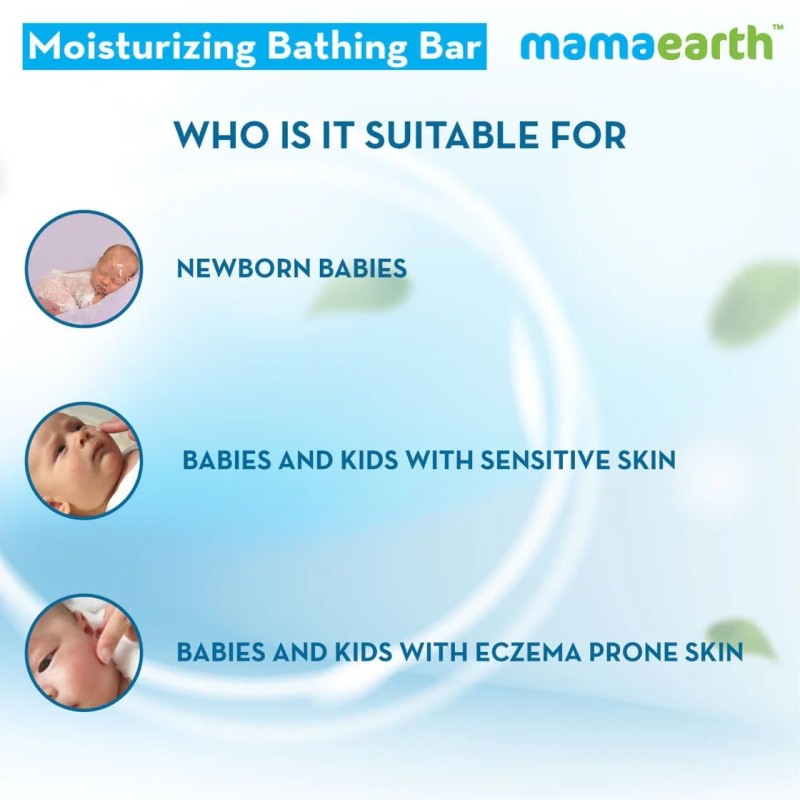 Mamaearth Moisturizing Bathing Bar For Babies - 75 g x 2 | Infused with Goat Milk, Oatmeal and Shea Butter | Gently Cleanses, Retains Moisture, Balanced at 5.5 pH
