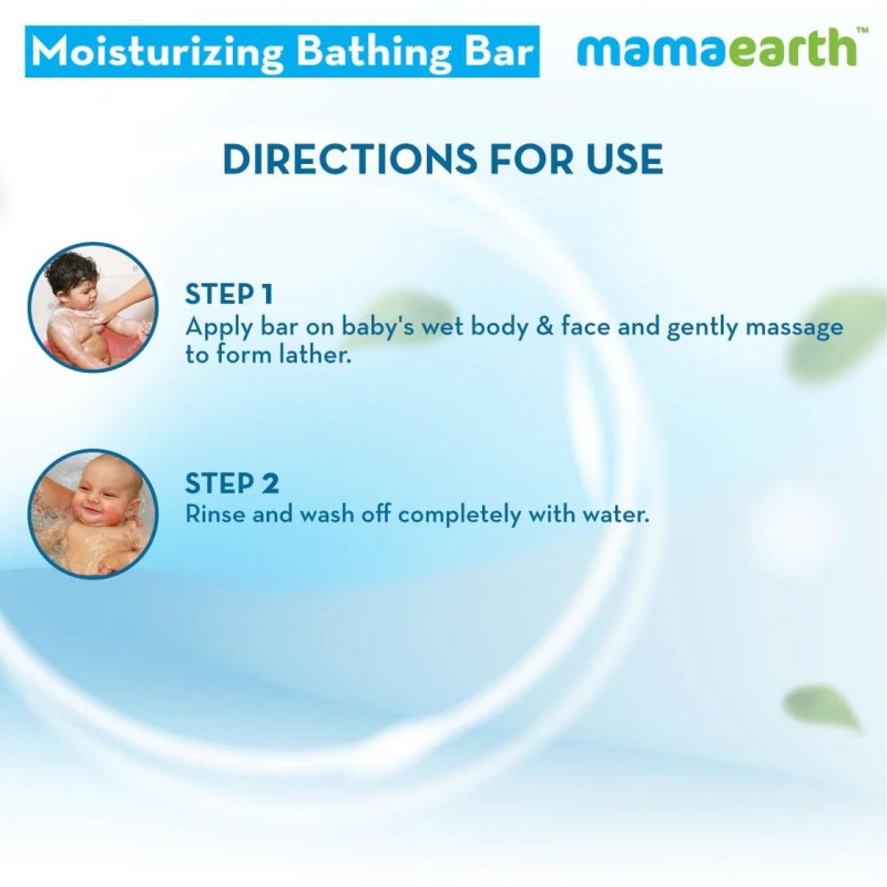 Mamaearth Moisturizing Bathing Bar For Babies - 75 g x 2 | Infused with Goat Milk, Oatmeal and Shea Butter | Gently Cleanses, Retains Moisture, Balanced at 5.5 pH