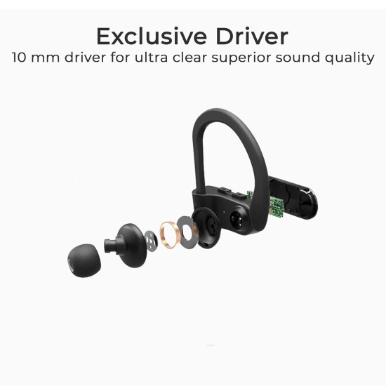 Bass Evolution Hexa Sports Wireless Bluetooth Headset  (Black, In the Ear)