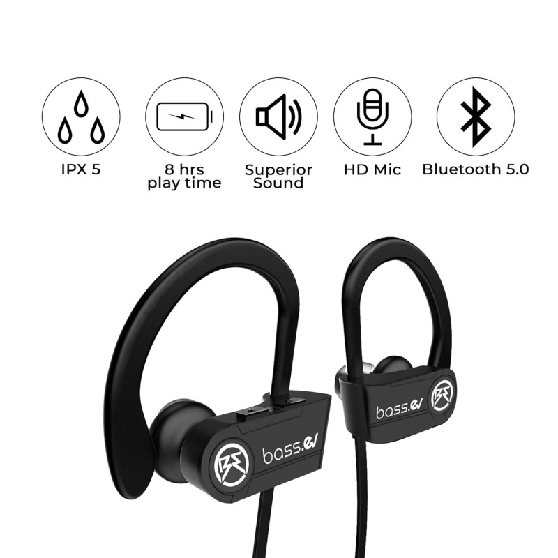 Bass Evolution Hexa Sports Wireless Bluetooth Headset��(Black, In the Ear) Bass Evolution Hexa Sports Wireless Bluetooth Headset��(Black, In the Ear)