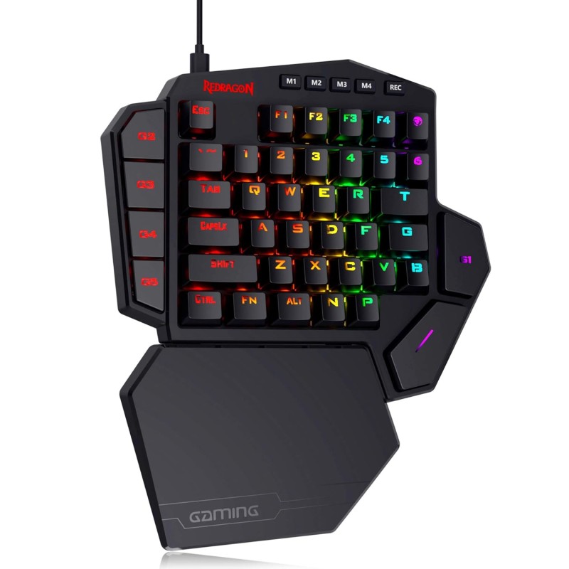 Redragon K585-blue switch DITI One-Handed RGB Mechanical Blue Switches, Type-C Professional Wired Gaming Keyboard Keypad with 7 Onboard Macro Keys, Detachable Wrist Rest, 42 Keys (Black) Redragon K585-blue switch DITI One-Handed RGB Mechanical Blue Switches, Type-C Professional Wired Gaming Keyboard Keypad with 7 Onboard Macro Keys, Detachable Wrist Rest, 42 Keys (Black)