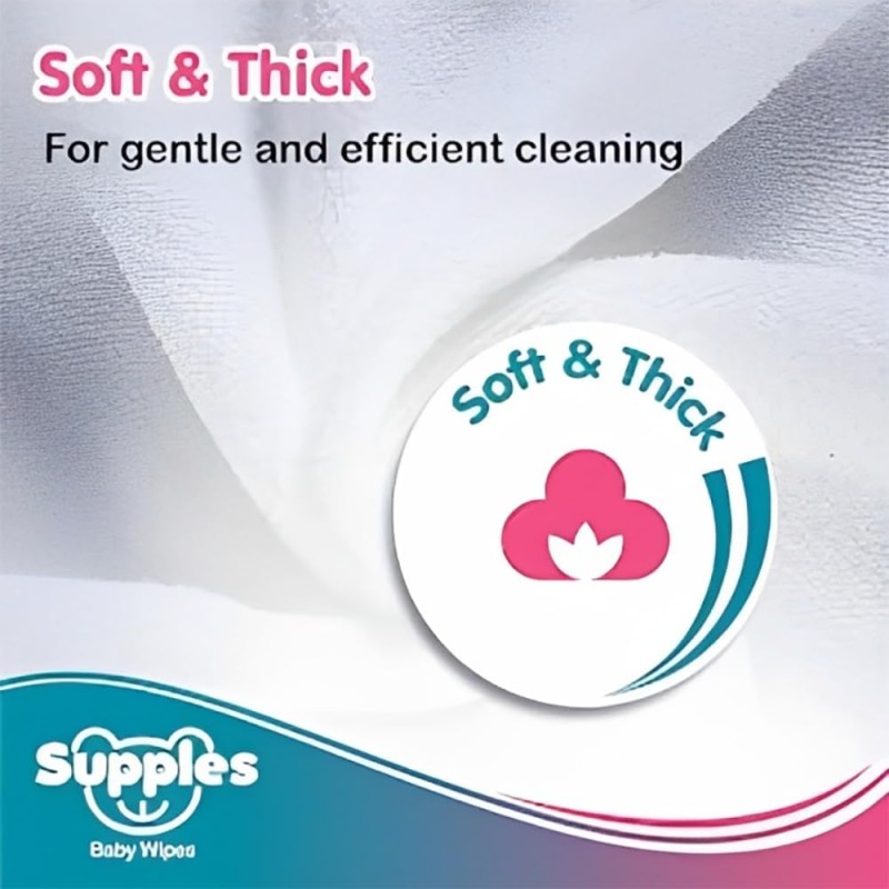 Supples Baby Wet Wipes | 216 Wipes | 72 Wipes x 3 Packs | Enriched With Aloe Vera and Vitamin E | Alcohol-Free and Paraben-Free | Pure Water-Based formulation