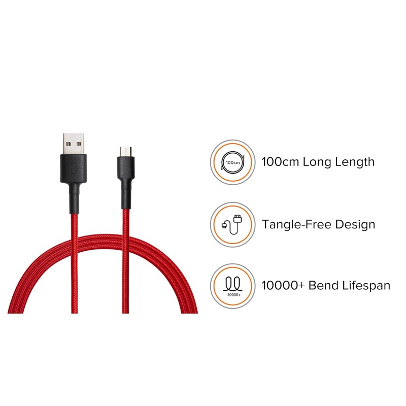 (Refurbished) MI Micro USB 100cm Braided Cable Red Micro USB/type B|Tangle free |Sturdy built with kevlar protection|480Mbps Speed|Supports all type B mobiles & accessories (Refurbished) MI Micro USB 100cm Braided Cable Red Micro USB/type B|Tangle free |Sturdy built with kevlar protection|480Mbps Speed|Supports all type B mobiles & accessories