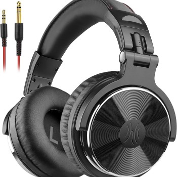 OneOdio Pro-10 Over Ear Headphones-Adapter Free Closed Back & Mixing DJ Stereo Headset with Hi-res Certification for AMP Computer Recording Phone Piano Guitar Laptop - Black Professional Studio Monitor Headphones