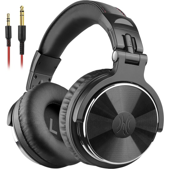 OneOdio Pro-10 Over Ear Headphones-Adapter Free Closed Back & Mixing DJ Stereo Headset with Hi-res Certification for AMP Computer Recording Phone Piano Guitar Laptop - Black Professional Studio Monitor Headphones