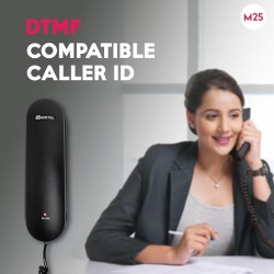 Beetel Newly Launched M25 Ultra Compact Caller ID Slim Line Corded Landline Phone,Numeric Display, Desk/Wall Mounted,12 Digit LCD,FSK/DTMF Compatible,Ringer Volume Control,LED Indication (Black M25)
