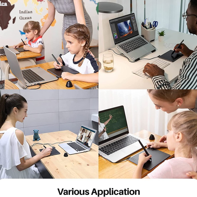 Huion H430P OSU Graphics Drawing Tablet with Battery-Free Stylus 4.8x3 inch Working Area 4 Press Keys Support Work from Home Distance Education Compatible with Android Linux Windows and Mac