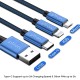 pTron Solero Swing 3 in 1 Fast Charging 2A Cable for Type-C, Micro & iOS Smartphones, Smart Charge 3 Port Data Charging Cable, Power line - (Blue)