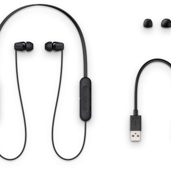 Sony WI-C200 Wireless Headphones with 15 Hrs Battery Life, Quick Charge, Magnetic Earbuds for Tangle Free Carrying, BT ver 5.0,Work from home, In-Ear Bluetooth Headset with mic for phone calls (Black)