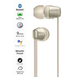 Sony WI-C310 Wireless Headphones with 15 Hrs Battery Life, Quick Charge, Magnetic Earbuds for Tangle Free Carrying, BT ver 5.0,Work from Home, in-Ear Bluetooth Headset with mic for Phone Calls (Gold)