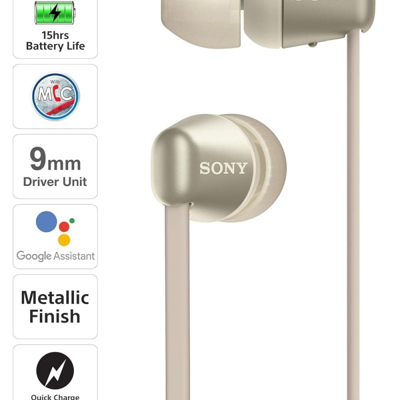 Sony WI-C310 Wireless Headphones with 15 Hrs Battery Life, Quick Charge, Magnetic Earbuds for Tangle Free Carrying, BT ver 5.0,Work from Home, in-Ear Bluetooth Headset with mic for Phone Calls (Gold) Sony WI-C310 Wireless Headphones with 15 Hrs Battery Life, Quick Charge, Magnetic Earbuds for Tangle Free Carrying, BT ver 5.0,Work from Home, in-Ear Bluetooth Headset with mic for Phone Calls (Gold)