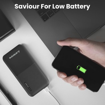 (Refurbished) Ambrane 10000 mAh Lithium_Polymer Capsule 10K Power Bank with 12 Watt Fast Charging, Black (Refurbished) Ambrane 10000 mAh Lithium_Polymer Capsule 10K Power Bank with 12 Watt Fast Charging, Black