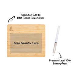 ViewSonic Viewboard Woodpad 7 Inch Drawing Tablet with 4096 Pen Pressure Levels and 60 Degrees Pen Tilt Made of Bamboo with Battery Free Pen for Graphic Design, Handwriting, and Digital Artwork, USB