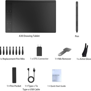 VEIKK A30 V2 Graphic Drawing Tablet, 10 * 6 Inch/25.4 x15.2 cm Pen Tablet with 8192 Levels Passive Pen, Compatible with Windows, Mac,Linux and Android VEIKK A30 V2 Graphic Drawing Tablet, 10 * 6 Inch/25.4 x15.2 cm Pen Tablet with 8192 Levels Passive Pen, Compatible with Windows, Mac,Linux and Android