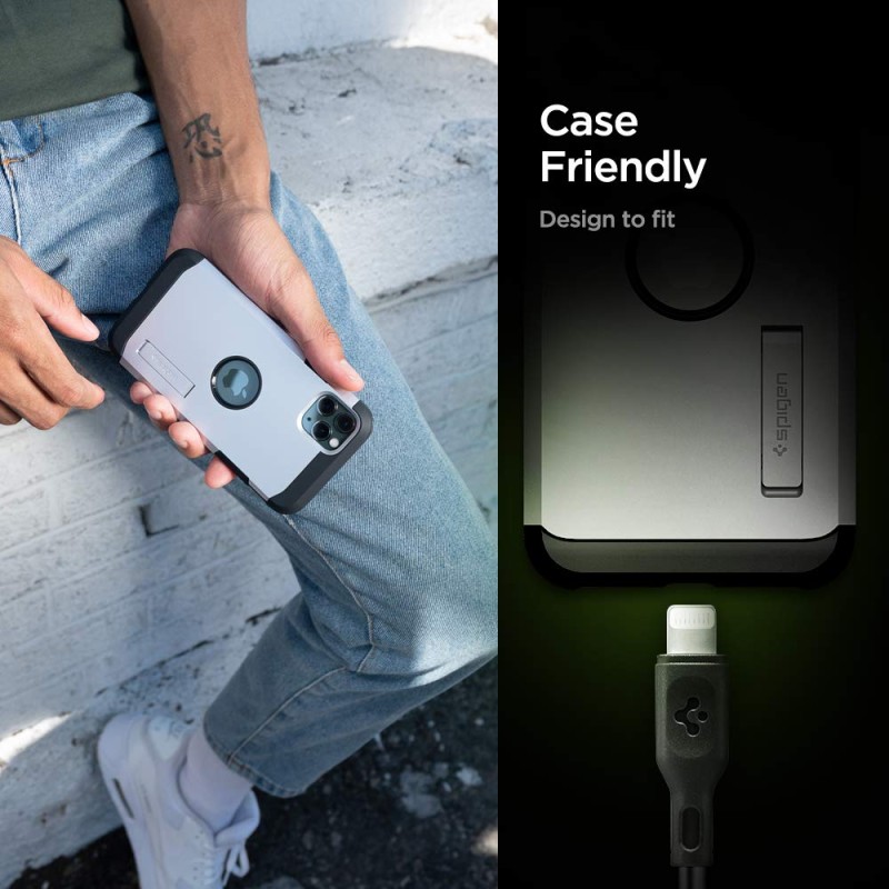 Spigen Apple Mfi Certified Usb C To Lightning Charge Sync Cable For Smartphone [0.9 Meters - Black]