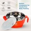 Mee Mee Stay Warm Baby Steel Bowl with Suction Base, Red (Pack of 1) Mee Mee Stay Warm Baby Steel Bowl with Suction Base, Red (Pack of 1)