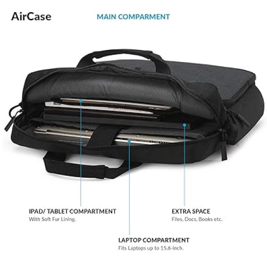 AirCase Office Sling Messenger Bag fits Upto 15.6" Laptop/MacBook, Detachable Shoulder Strap, Waterproof, Shockproof, Spacious Pockets for Office/Travel