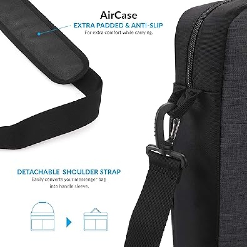 AirCase Office Sling Messenger Bag fits Upto 15.6 Inch Laptop/MacBook, Detachable Shoulder Strap, Waterproof, Shockproof, Spacious Pockets for Office/Travel