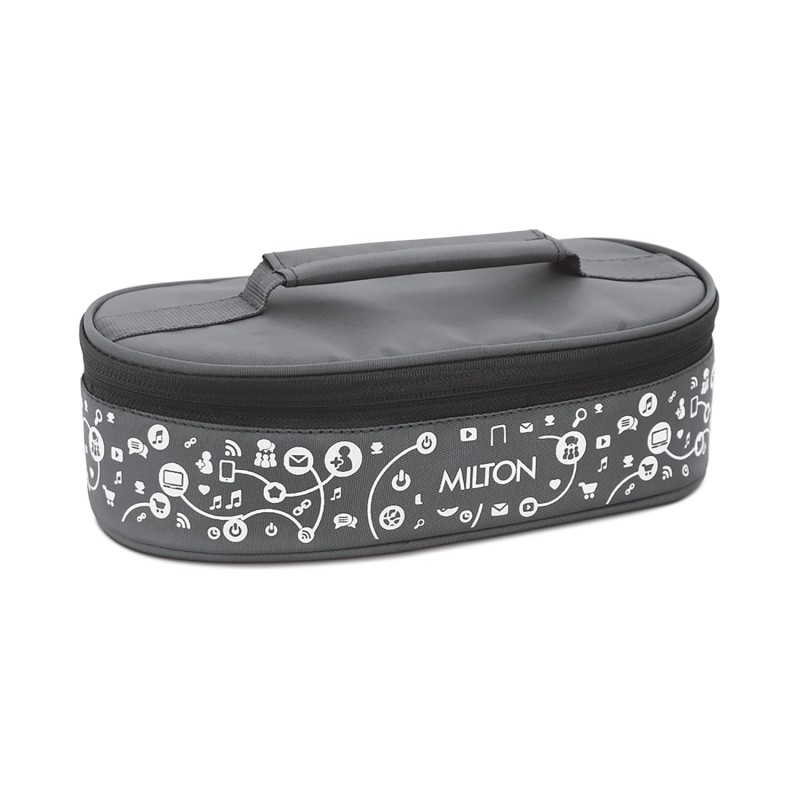 MILTON Lifestyle Lunch Box with Insulated Jacket, 2 Stainless Steel Containers with Clip Lock Lid (300 ml Each), Leak-Proof Tiffin for Office, School, College, Grey MILTON Lifestyle Lunch Box with Insulated Jacket, 2 Stainless Steel Containers with Clip Lock Lid (300 ml Each), Leak-Proof Tiffin for Office, School, College, Grey