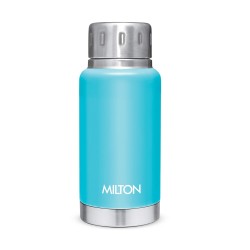 MILTON Elfin 160 Thermosteel Bottle, 160 ml Water Bottles, 24 Hours Hot and Cold, Easy to Carry, Easy Grip, Rust Proof, Tea, Coffee, Office, Travel Bottle, Light Blue